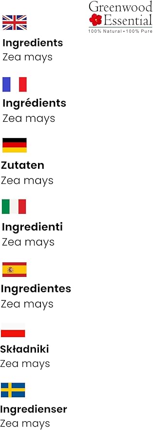 Greenwood Essential Corn Oil (Zea mays) | Cold Pressed | Natural | Undiluted | For Diluting Essential Oils | For Skin & Massage | Men & Women | 15ml (0.50 oz)