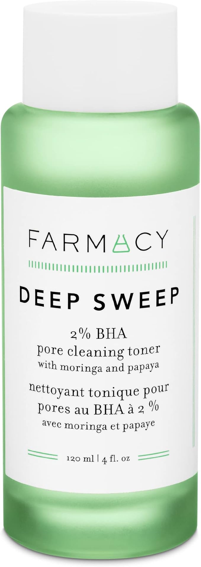 Farmacy 2% Salicylic Acid Toner for Face - Deep Sweep Gentle BHA Exfoliant for Oily Skin - Refines Texture with Papaya Enzymes & Moringa Water for a Healthy-Looking Complexion (120ml)