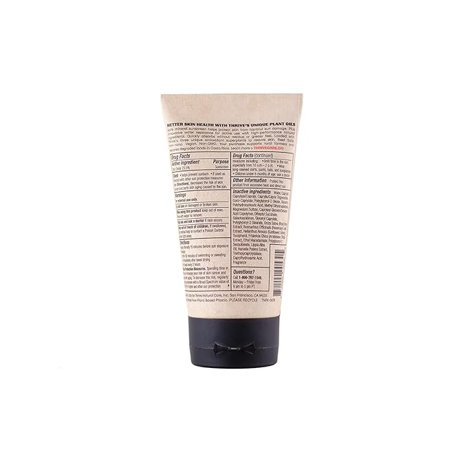 Thrive Natural Care Reef Safe Sunscreen SPF50 - Hawaii 104 Reef Act Compliant - Mineral Sunscreen Non-Nano Zinc Oxide - Vegan, (5.8 Oz (Pack of 2))