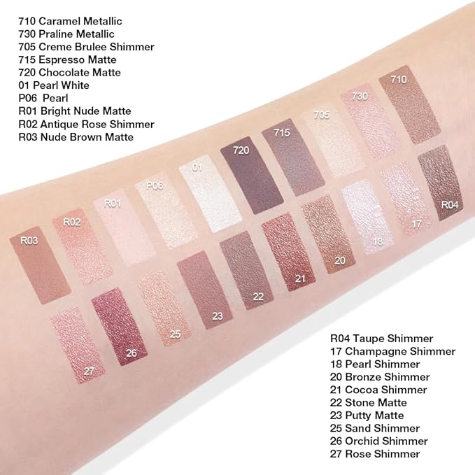 Single Cream Eye Shadow,Antique Rose Shimmer Glitter Natural Nude Monochrome Eyeshadow Palette,Waterproof,Long Lasting Naturing-Looking,Vegan & Cruelty-Free,R02