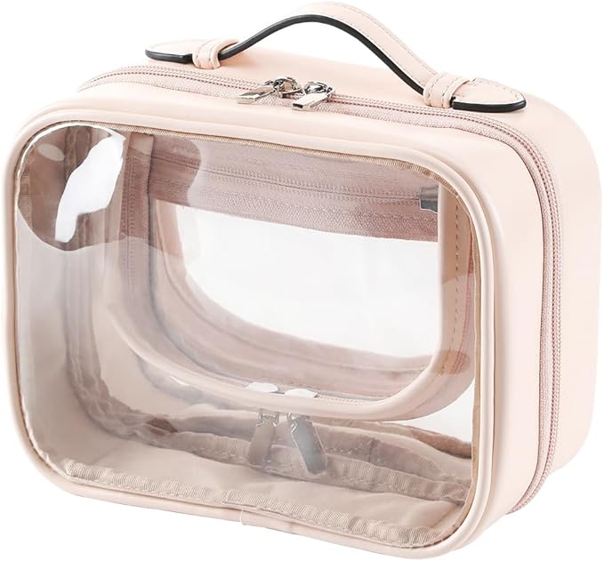 Veki Transparent Makeup Bag Travel Cosmetic Bags Case Waterproof Toiletries Bag Large Capacity Open Storage Bags Organizer With Zipper, Portable Make Up Organizer for Women and Girls