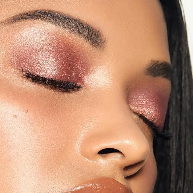 MAKE Beauty Multi-Chromatic Eye Shadow. Metal Reflecting Luminous Foil Finish Creamy, Buildable, Dimensional Long-wear, Crease-proof Powder Eyeshadow, Multichrome Shade - Gleam, Rose Gold