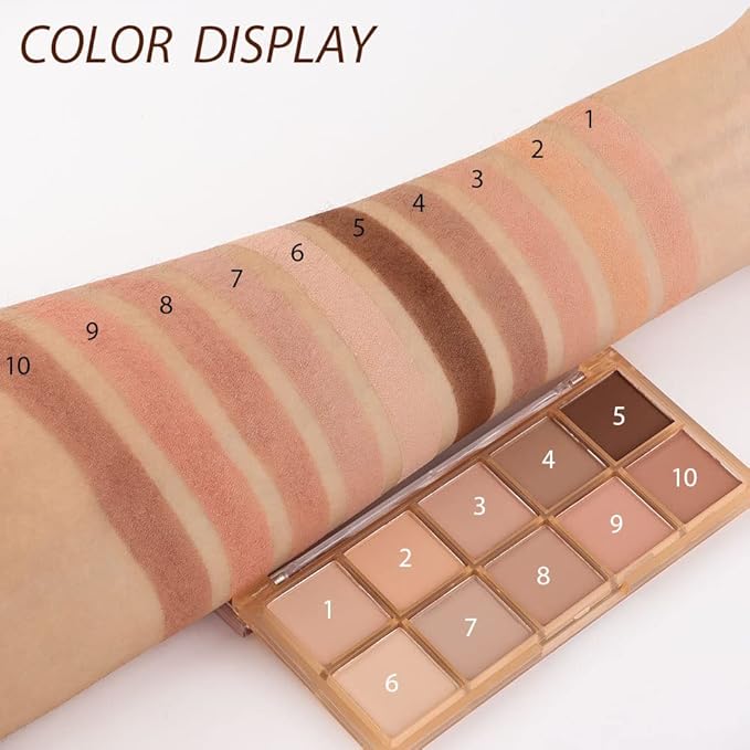 evpct 10 Colors Matte Nude Eye Shadow Palette Makeup for Older Women, Nude Brown Pink Cocoa Taupe Mauve Neutral Matte Cream Smokey Mini Eyeshadow Palette for Blue Green Eyes, Contour Makeup Palettes 5
