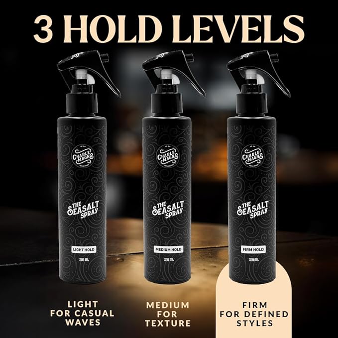 Charlemagne Sea Salt Hair Spray - 6.76 Fl Oz, Pack of 3 - Firm Hold, Pre-Style Volume & Heat Protection - Texture & Texturizing Curl Spray - Beach Wave Curls & Hair Volume