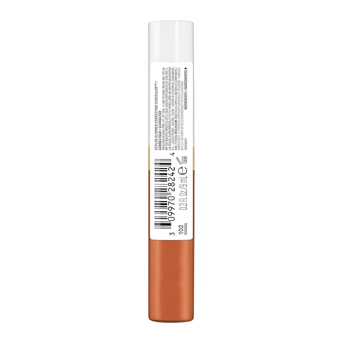 Revlon Glimmer Correcting Concealer, Liquid Under Eye Makeup, Made with Caffeine, Vitamin C, & Stevioside, 102 Orange, 0.3 fl oz