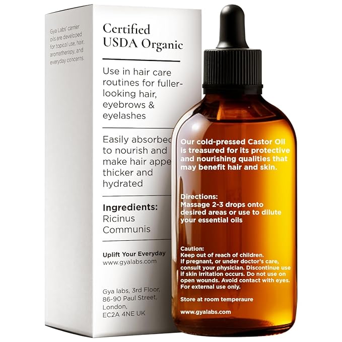 Gya Labs Castor Carrier Oil - 1.7 Fl Oz - for Hair, Skin, Face, Scalp & Body Massage