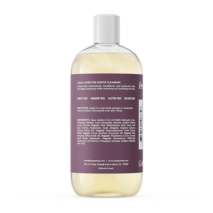 Deep Steep Body Wash, Fig Apricot, 17 oz – Hydrating Shower Gel with Hyaluronic Acid, Shea Butter, Aloe Vera & Argan Oil – Vegan, Clean Beauty, Clean & Refreshed Skin