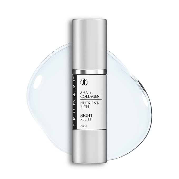Facial Night Serum with AHA + Collagen, Night Serum for Face, Anti Aging Night Serum, Collagen Boost Anti Aging Serum, Nutrient-Rich Night Face Serum with Vitamins C, B, E, Collagen Skin Care