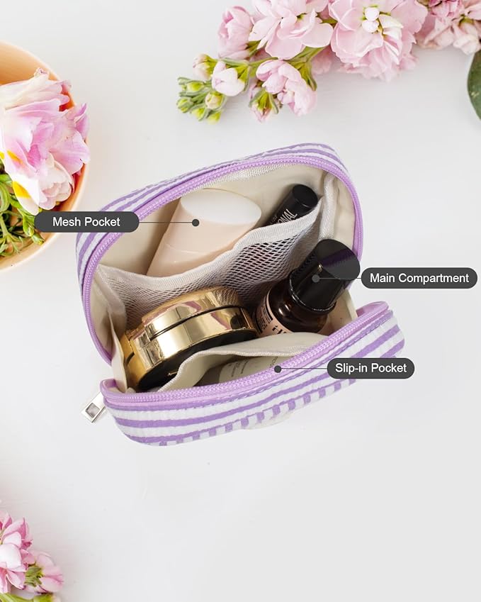 LETGO Bridesmaid Gifts for Women - Cute Purple Makeup Bag for Women Friends | Make Up Cosmetic Travel Toiletry Bag for Bride Maid Matron of Honor Bridal Shower Personalized Bachelorette Gift