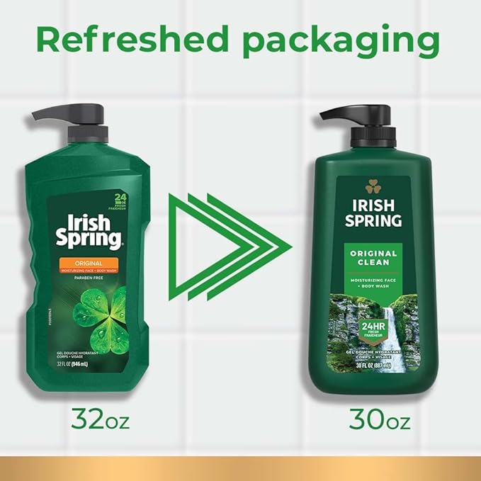 Irish Spring Original Clean Body Wash, 30 Oz Pump (Pack of 4)