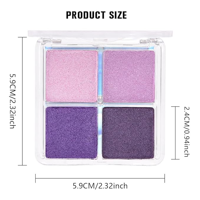 evpct Eyeshadow Quad Palette, Nude Pink Orchid Lavender Dark Purple Glitter Shimmer Metallic Matte High Pigment Eye Shadow Palette Makeup for older Women, Smudge Proof, Vegan Cruelty-free, Seductive