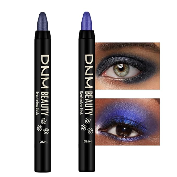 Kaely 2Pcs Cream Eyeshadow Sticks Set for Eyes Waterproof,Midnight Blue Shimmer & Blue Shimmer Matte Eye shadow Stick Pencil Pen Bulk sombras en crema para ojos 31+32