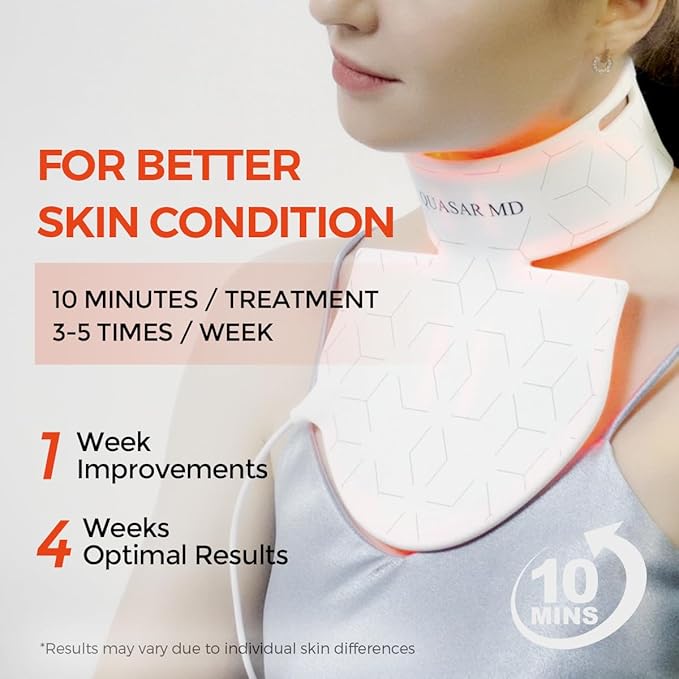 Neck & Décolleté Firming Beauty Device – LED Light Therapy Skin Tone and Texture Enhancement, 630nm and 830nm Dual Wavelengths Emission LED Device, Liquid Silicone