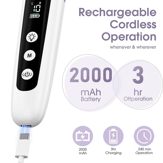 Professional Manicure Pedicure Kit with Memory Modes, Cordless Electric Nail File Set 10 Speed Portable Nail Drill Machine, Pedicure Tools for feet, Hand Foot Care Tool for Thick Nail Toenail Cuticle