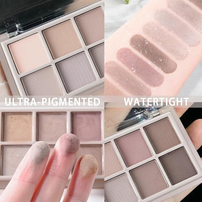10 Color Matte Neutral Eyeshadow Palette - Neutral Taupe & Grey Brown Shades, Blendable Long-Lasting, Vegan Cruelty-Free Natural Nude Eye Shadow Palette for Women, Professional Makeup Looks