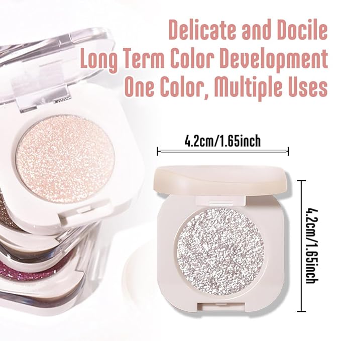Monochrome Glitter Eyeshadow - Slive Shimmer Eye Shadow, Talc-Free, Paraben-Free, Cruelty-Free, Long-Lasting Single Eyeshadow Palette for Everyday & Special Occasions 12#