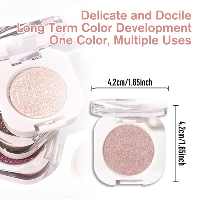 Champagne Shimmer Single Eye shadow Palette Makeup, Shimmer Sparkle Glitter Eyeshadow For Mature Women, Pigmented Waterproof Sombras Para Ojos, Vegan, Talc, Paraben&Cruelty Free, Girls Eyeshadows Gift