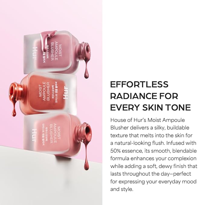 House of Hur Moist Ampoule Blusher with 50% Moisture Essence | Hydrating & Long-Lasting Blush | 0.68fl.oz (9 Shades) - Lavender Flush