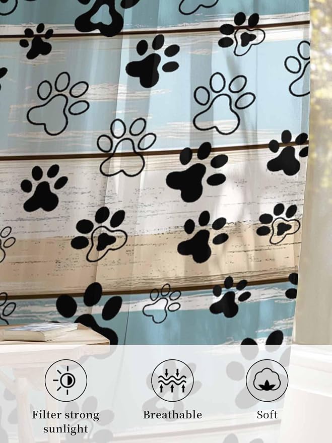 Sheer Curtains 96 Inches Long, Vintage Farmhouse Country Wood Grain Privacy - Image 6