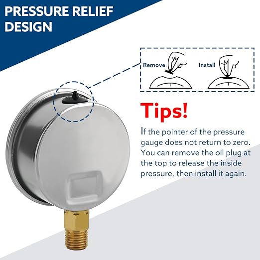 SENCTRL 0-160 Psi Glycerin Liquid Filled Air Pressure Gauge, 2.5" Dial Size - Image 5