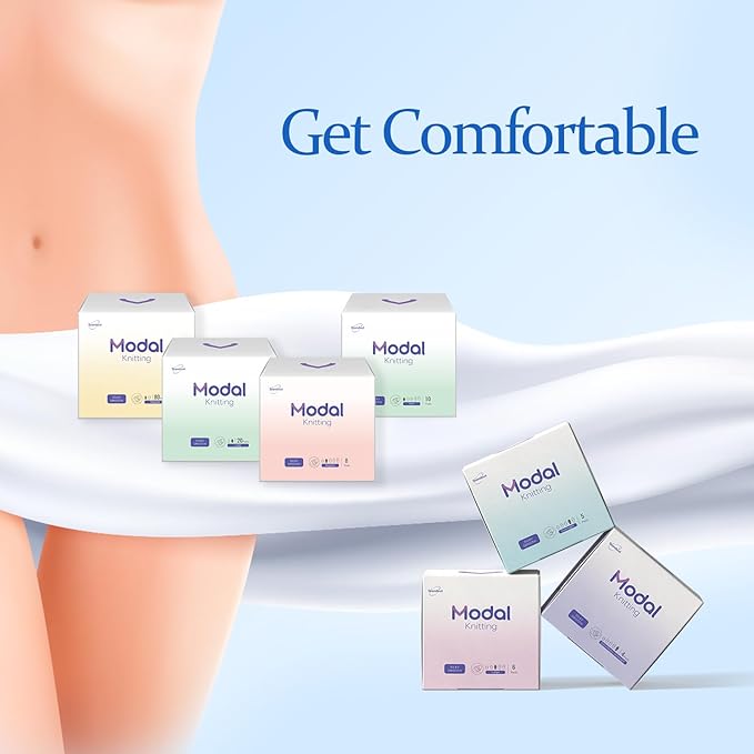 MODAL Pads for Women, Unscented Daily Thin Sanitary Pads for Period with Wings, 9.5 Inch(240 mm), Regular, 8 Count