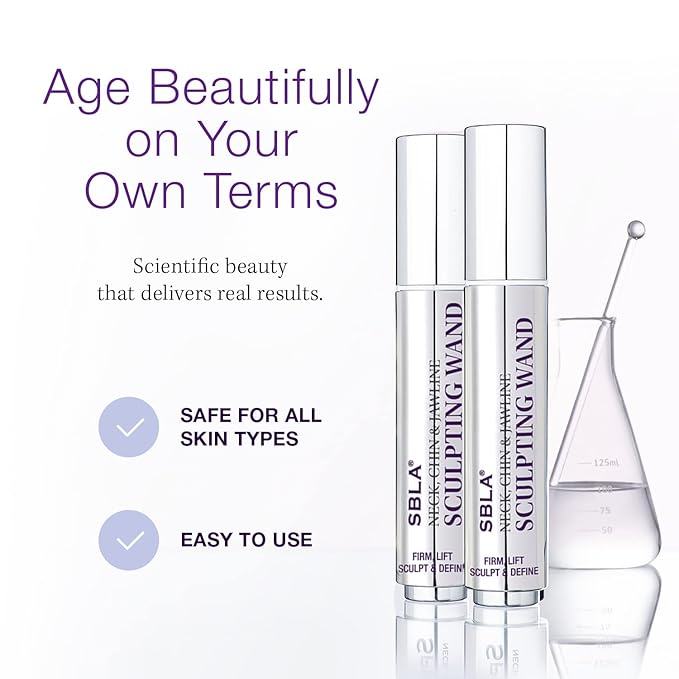 SBLA Beauty - Neck, Chin & Jawline Sculpting Wand - Pack of 2 * 0.7 Fl Oz / 20mL - Lifts & Firms the Neck, Chin, Jawline & Decollete - Reduces Lines & Wrinkles - Smooths, Tightens Sagging Skin