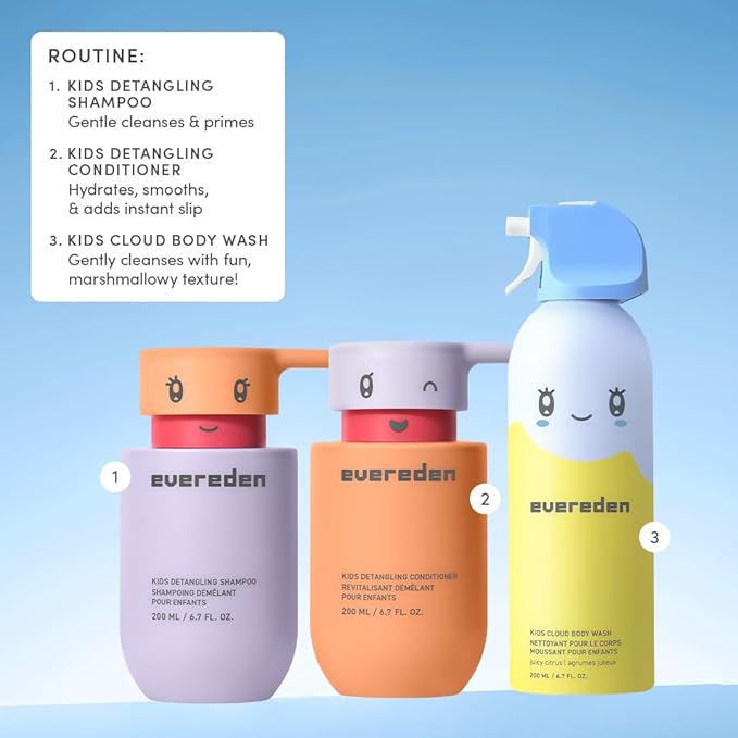 Evereden Kids Cloud Body Wash Duo - Gentle, Nourishing Toddler Body Wash for Delicate Skin, Coconut Splash & Juicy Citrus Scents, Creamy Hydrating Formula, 2 Pack (6.7 fl oz Each)