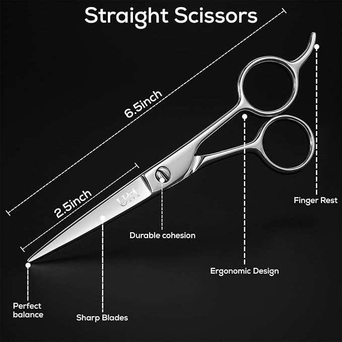 UM Supplies Scissors 6.5 | Premium Barber Shears For Hair Cutting | Multiple Purpose Cutting Scissors | Haircut Scissors For Salon I Women | Mens | kids I Pets