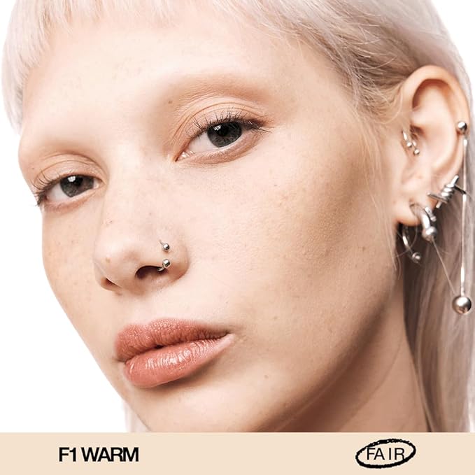 about-face THE PERFORMER Skin-Focused Foundation F1Warm – Medium Coverage, Long-Wear, Breathable & Buildable Base – Clean, Vegan, Hydrating Formula with Blue Agave & Chlorella – 1.08oz