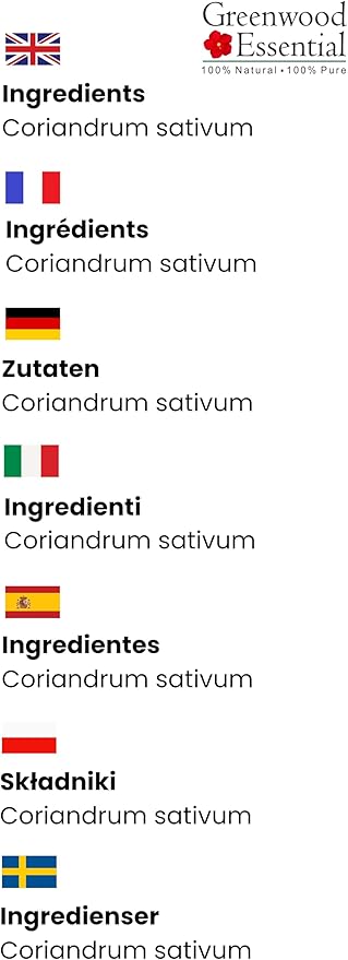Greenwood Essential Pure Coriander Essential Oil (Coriandrum sativum) with Glass Dropper 100ml X 3 (10 oz)