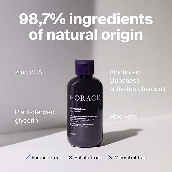HORACE Face Cleanser for Men - Purifying Gel Against Excess Sebum - Gentle Skincare for All Skin Types - Unscented, 200 ml