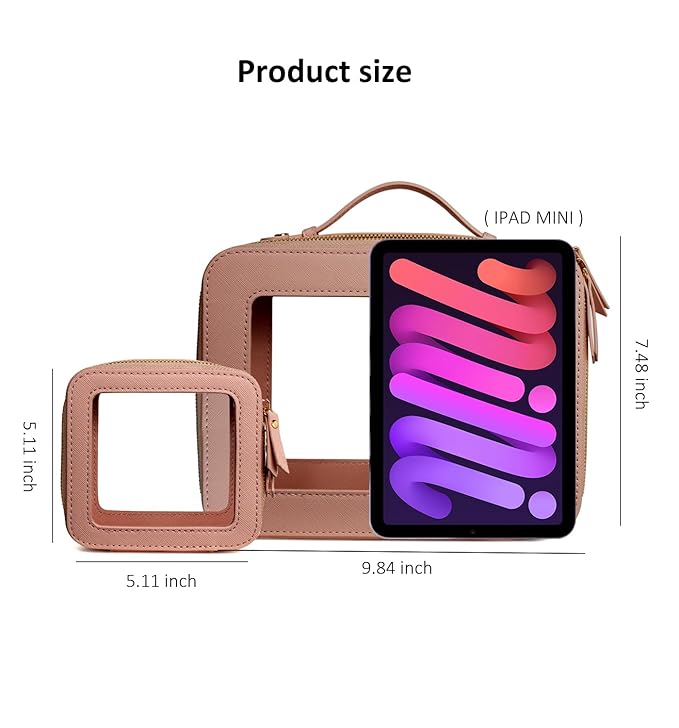 LETGO Clear Makeup Bags Set - TSA Approved Toiletry Bag with Handle Large Opening, Clear Toiletry Bag Pouch for Traveling Travel Car Orangizer Storage Accessories Essentials (Mini+Large Dark Skin)