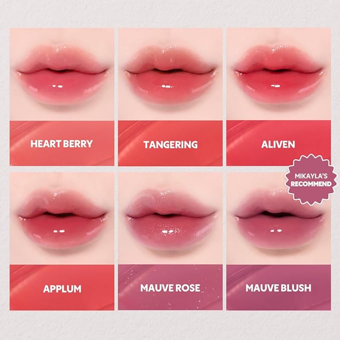 TIRTIR [*Mini Size Waterism Tinted Lip Gloss #18 Cherrid, 0.06 Fl Oz – Kiss Ready Lipgloss, 12H Long Lasting Non Sticky Natural Tinted Glow Korean Multiuse Cheek and Lip Tint for Women gift