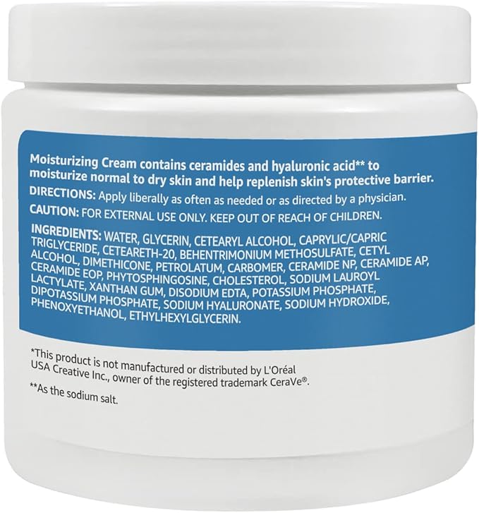 Amazon Basics Moisturizer Cream for Face, Dry Skin, Hydrating , 16 Ounces, 2-Pack