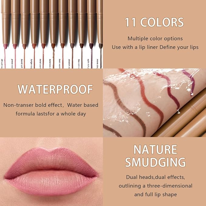 Matte Crayon Lip Liner Pencil, Deep Green Lip Liners Lipstick For Women Halloween Birthday Party Wear, Plump Creamy Formula With Silicone Smudger for Define Contours & Sculpting Lip