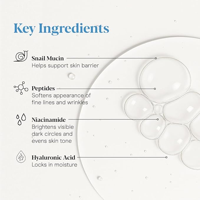Baebody Snail Mucin Eye Cream (30 ml/1.06 fl oz) - Anti-Aging Eye Cream for Dark Circles and Dry Skin - Snail Mucin Serum with Peptides and Hyaluronic Acid