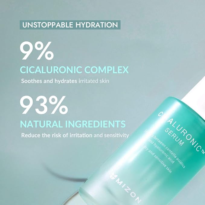 MIZON Cicaluronic Serum Soothing Moisturizing Centella Asiatica Hyaluronic Acid Vegan Formula Korean skincare (30ml 1.01 FL oz)