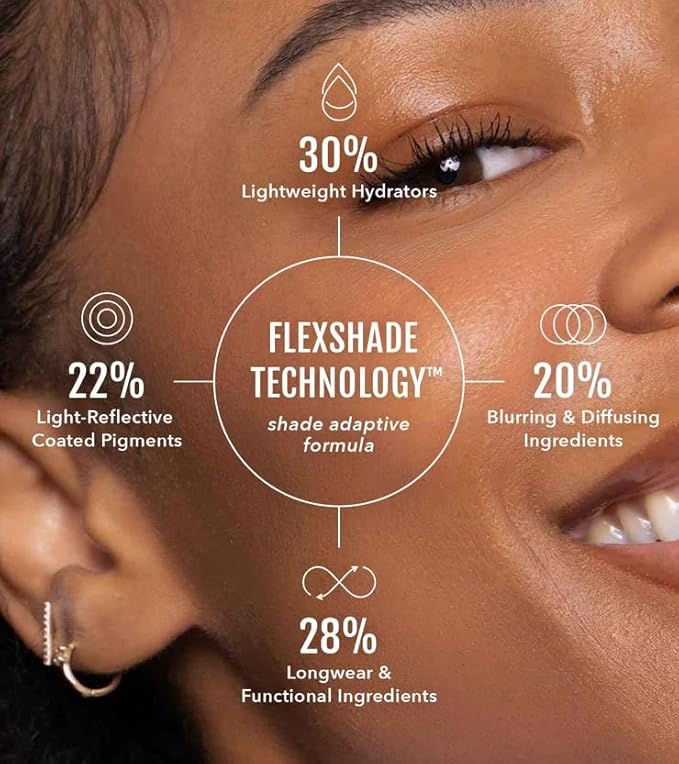 No Makeup Makeup Long-Lasting Lightweight Foundation & Brush Duo | Cruelty-Free, Fragrance-Free, Buildable, Transfer-Proof Makeup (Warm Deep)