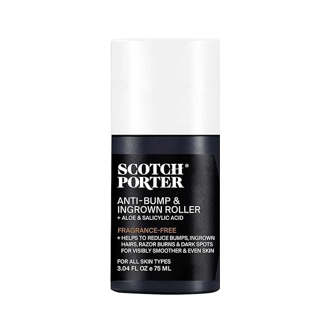 Scotch Porter Anti-Bump & Ingrown Roller for Men – Treats Razor Bumps & Ingrown Hairs with Aloe Vera & Salicylic Acid – For Smooth, Balanced Skin – 3.04 oz.