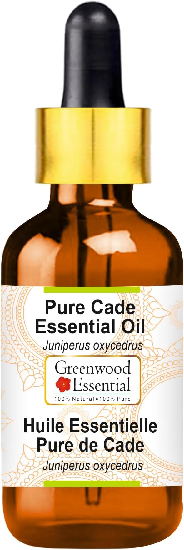 Greenwood Essential Pure Cade Essential Oil (Juniperus oxycedrus) Steam Distilled (15ml (0.50 oz) with Glass Dropper)