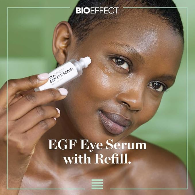 BIOEFFECT EGF Eye Serum Refill Set with Cooling Rollerball (6 ml) and One Refill Cartridge (6ml), Anti-Aging Corrective Gel with Hyaluronic Acid for Puffy Bags, Wrinkles, Fine Lines and Crows Feet
