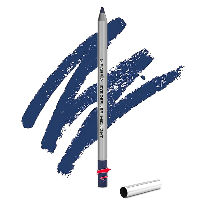 Mirabella Eye Definer & Antioxidant Infused Cream Eye liner - Ultra Pigmented Gel Eyeliner Pencil with Retractable Design, Sharpener Included - Midnight