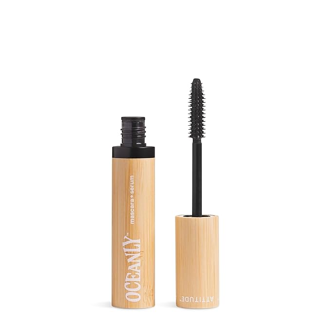 ATTITUDE Oceanly Serum Infused Mascara, EWG Verified, Eye Lash Serum, Length + Volume, Vegan Beauty and Makeup, Black, 0.24 Oz