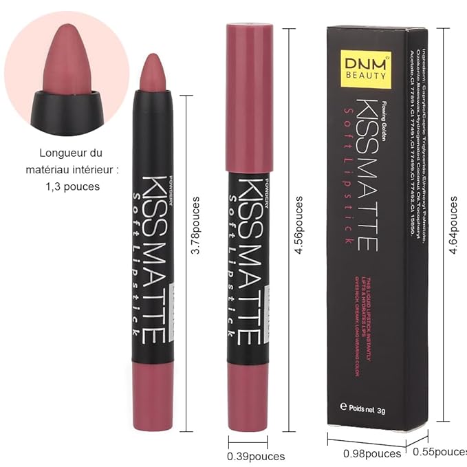 evpct 3Pcs Brown Lip Liner Crayon Pencils Set for Women, Neutral Matte Lipstick Lip Stick Crayon Long Lasting, Lips Pencil Liner and Lipstick set, Lipliner Pencil 24 Hours Long Wearing Lipstick labial