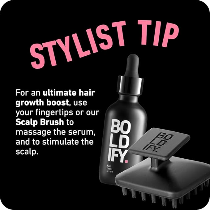 BOLDIFY Hair Growth Serum - 2 oz, 30 Natural Boosters + 4 Clinically Proven Peptides, Lightweight Non-Greasy Scalp Treatment for Thicker, Fuller Hair for Women & Men