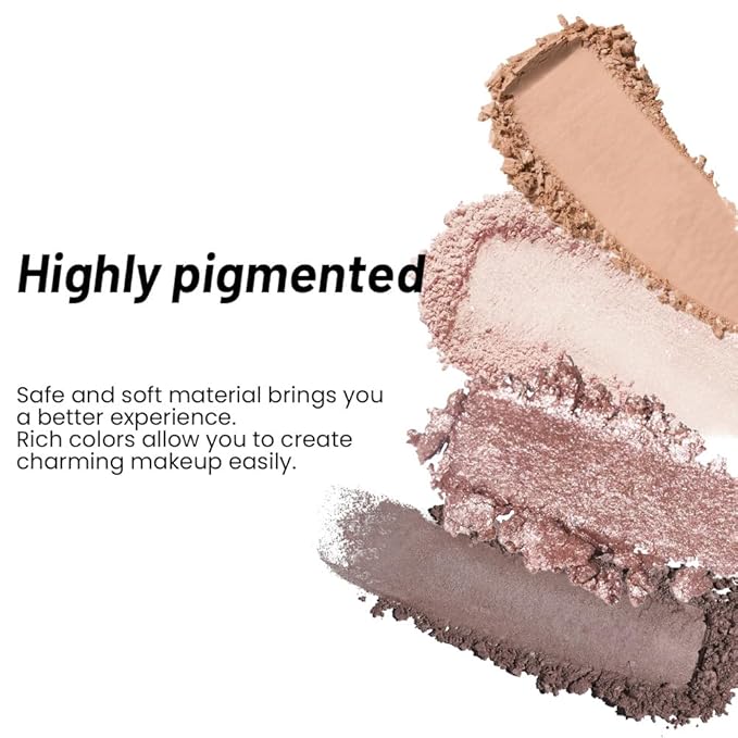 Eyeshadow Quad - Blendable Matte & Shimmer, 4 Shades Nude Champagne, Gold, Light & Dark Brown, Velvety Pigmented Formula, Long-Lasting, Built-In Mirror, Perfect for Older Women 01#