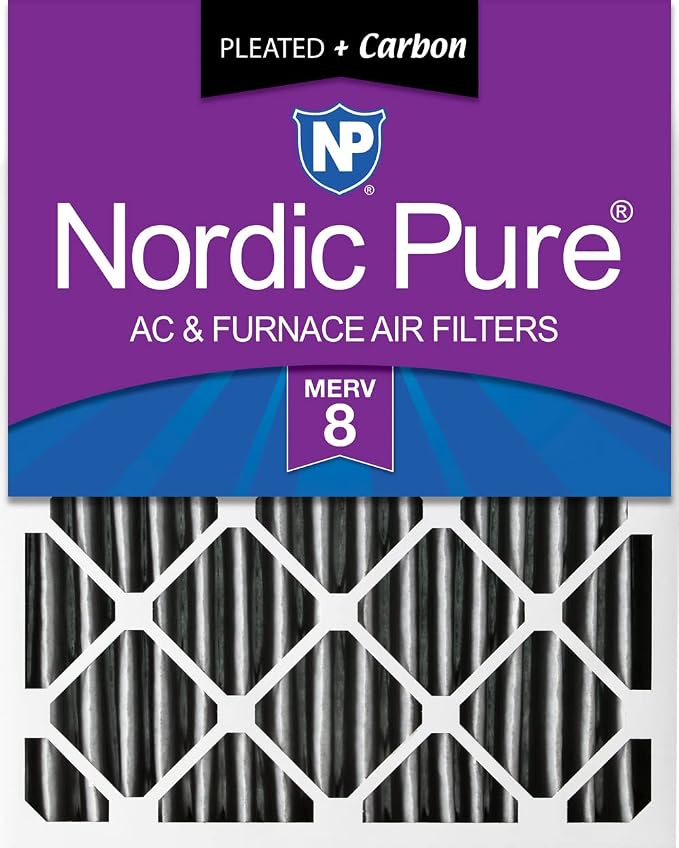 Nordic Pure 16x20x4 Pleated Plus Carbon Air Filters MERV 8 1 Pack by NordicPure