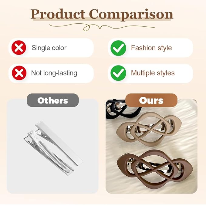 4 Pack Vintage French Barrette Hair Clips, 2025 New Hair Accessories for Women, Strong Hold No Slip Styling (Black)