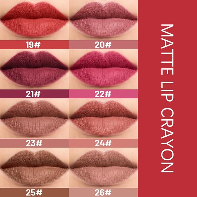 evpct Rose Lip Liner Crayon Pencils Set for Women, Hot Pink Matte Lip Stick Crayon Long Lasting, Lips Pencil Liner and Lipstick set, Lipliner Pencil, 24 Hours Long Wearing Lipstick Built-in Sharpener
