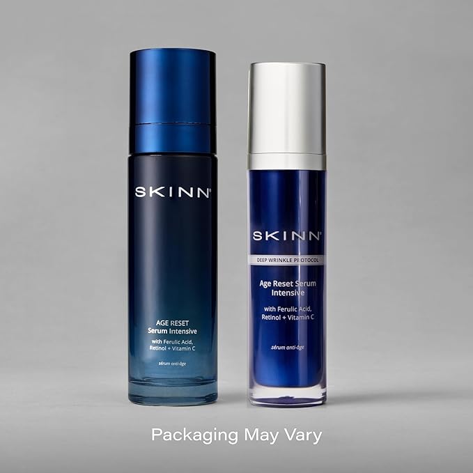 SKINN Deep Wrinkle Facial Serum, Intensive Age Reset - Anti Wrinkle Repair Skincare for Face - Hydrating & Plumping Anti Aging Serum Reduces Fine Lines - Ferulic Acid, Retinol & Vitamin C